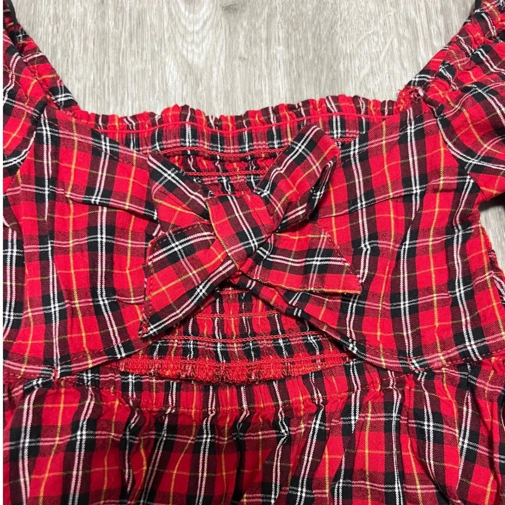 Tartan plaid girls dress w/ bow detail, size XS (5),‎ new